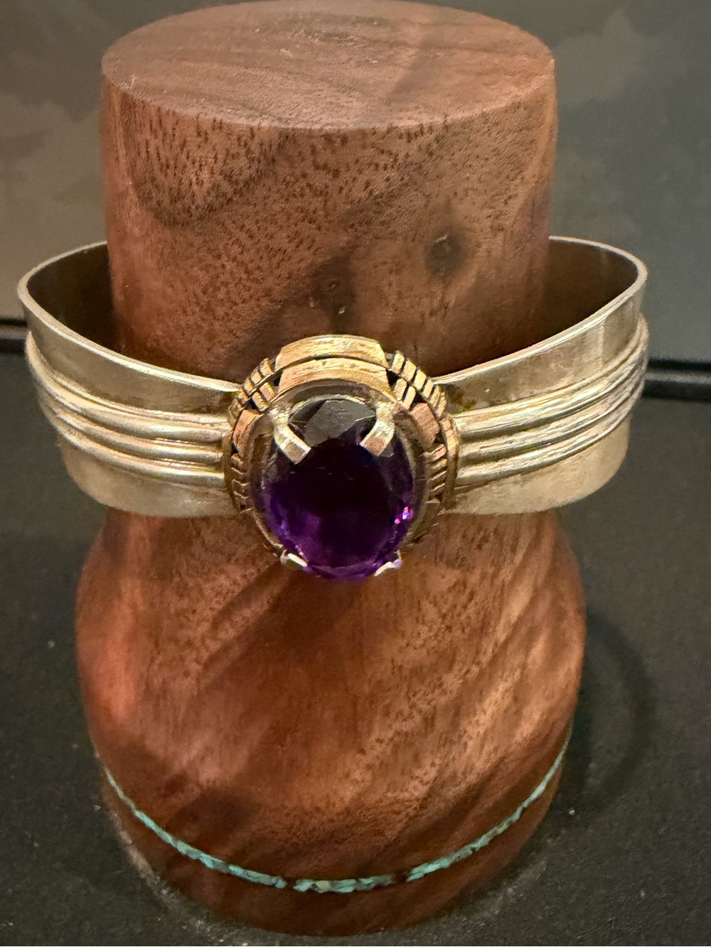 Benjamin Piaso Jr Navajo Sterling Silver Amethyst Cuff